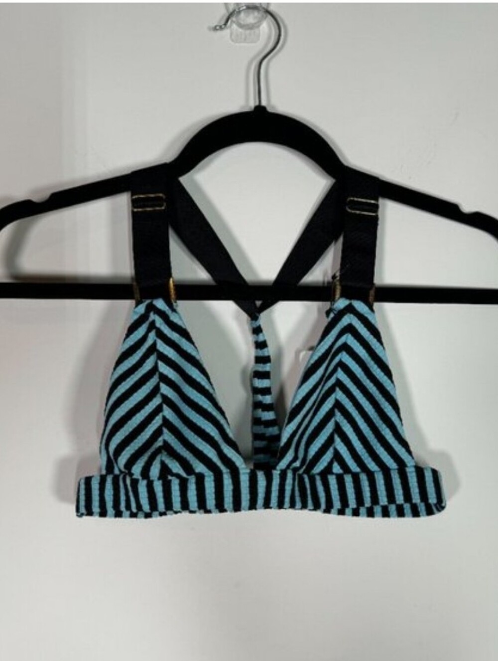 Rays For Days Sky and Black Striped Bikini Set - Picture 2 of 6